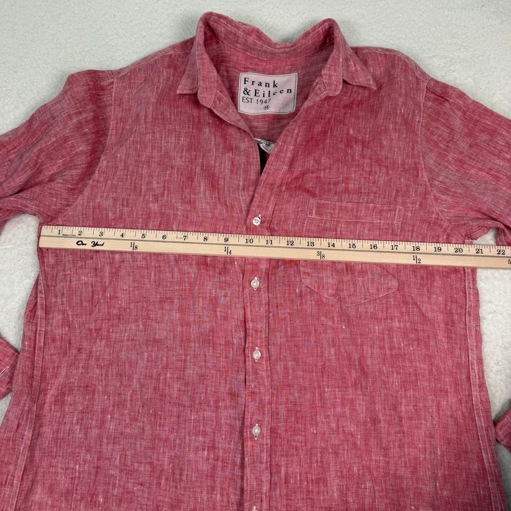 Frank Eileen Rory Maxi Dress Medium Red Linen Button Front Long Sleeve Lagenlook - Picture 5 of 12